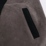 Streetwear Grunge Patchwork Suede Hoodie