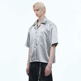 Luxury Embossed Glossy Stripe Short Sleeve Shirt