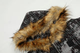 Streetwear Tie Dye Plaid Fur Hooded Jacket