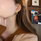 Exquisite Heart Shaped Tiger Eye Earring