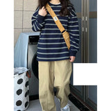 Chic Korean Striped Long Sleeve Sweatshirt