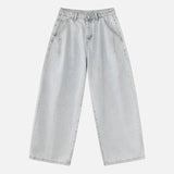 Streetwear Light Blue Washed Wide Leg Jeans