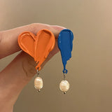 Colorful French Retro Pearl Drop Earrings