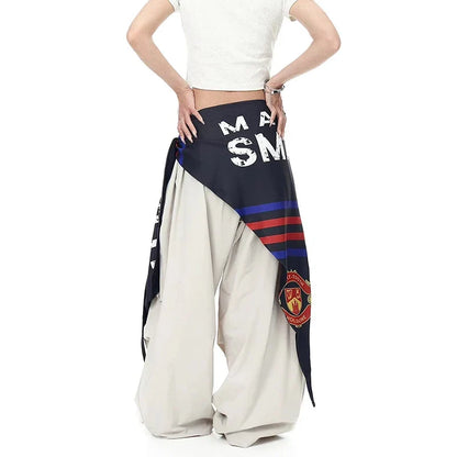 Cool High Waist Patchwork Wide Leg Pants