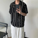 Essential Mesh Hollow Striped Shirt