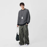 Y2K Striped Oversized Crew Neck Sweatshirt