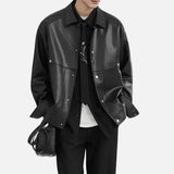 American Retro PU Leather Long-Sleeved Jacket