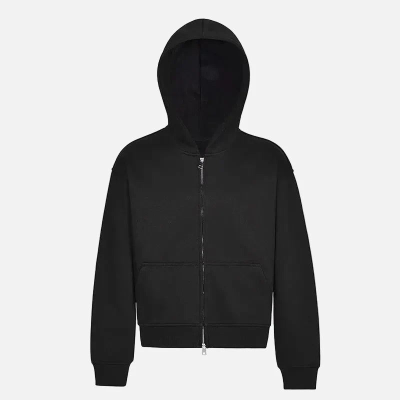 Y2K Solid Color Hooded Double Ended Zipper Sweatshirt