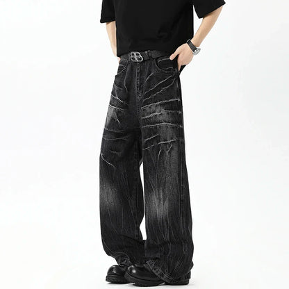 Contrast Color Straight Leg Denim Jeans