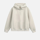 Heavyweight Ribbed Solid Color Half Zip Hoodie