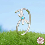 Elegant Turquoise Dragonfly Adjustable Statement Ring