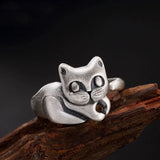 Vintage Thai Silver Cute Civet Cat Ring