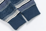 Coconut Tree Embroidery Striped Long Sleeve T-Shirt