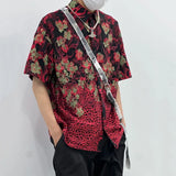 Men Korean Style Floral Print Lapel Casual Shirt