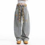 Insulated Korean Style Curved Knife Wide Leg Jeans