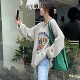 Women 8 Ball Cozy Cartoon Print Knit Sweater