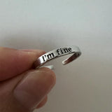 Adjustable Retro Goth I Am Fine Open Ring