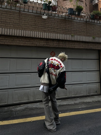 Vintage Embroidered Baseball Patchwork Varsity Jacket