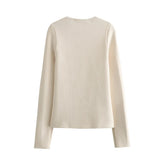 Elegant Ivory Knitted Women Cardigan