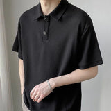 Classic Solid Color Korean Style Button Polo T-Shirt