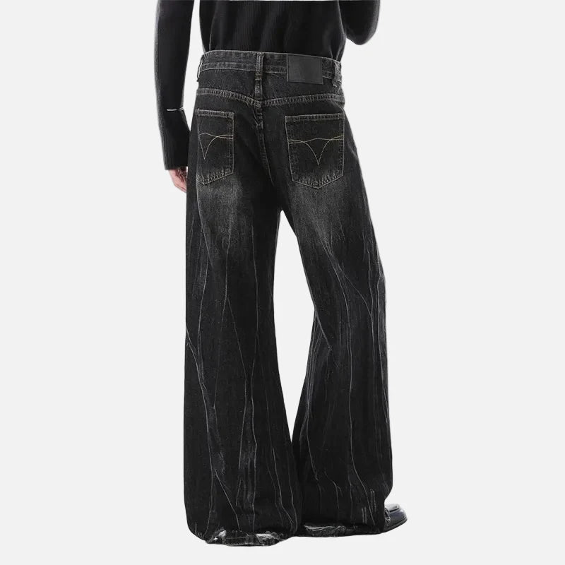 Streetwear Lightning Pattern Vintage Wide Leg Jeans
