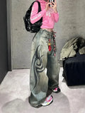Blue Wash Gothic Print High Jeans