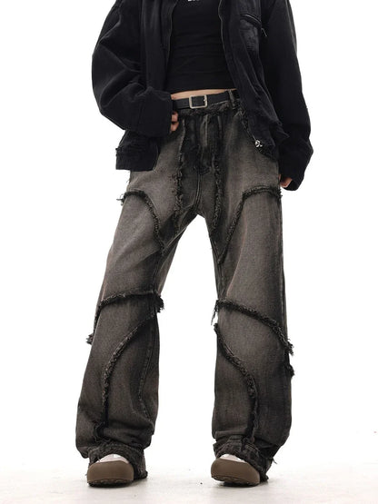Crisscross Stitch Baggy Jeans