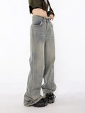 Raw Edged Baggy Washed Denim Pants
