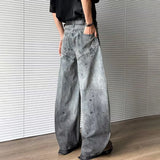 Plush Korean Style Gradient Wide Leg Jeans