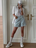 Light Blue High Waist Biker Short