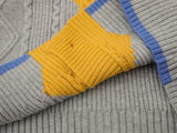 Retro Single Breasted Color Block V-Neck Collar Cardigan