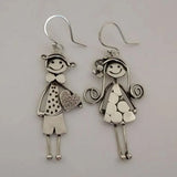 Retro Minimalist Couple Character Metal Pendant Earrings