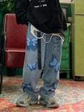 Y2k Butterfly Print Loose Jeans