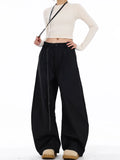 Black High Waist Straight Suit Pants
