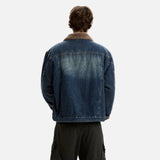 Durable Style Brushed Fur Collar Denim Jacket
