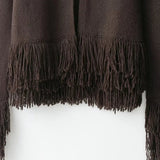 Perfect Fit Taseel Coffee O-Neck Collar Knitted Cardigan