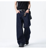 Classic Loose Dark Blue Straight Jeans