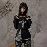Grunge Patchwork Knitted Long Sleeve Top