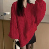 Vintage Oversized V-neck Knitted Sweater