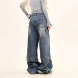 American Style Solid Color Ripped Jeans