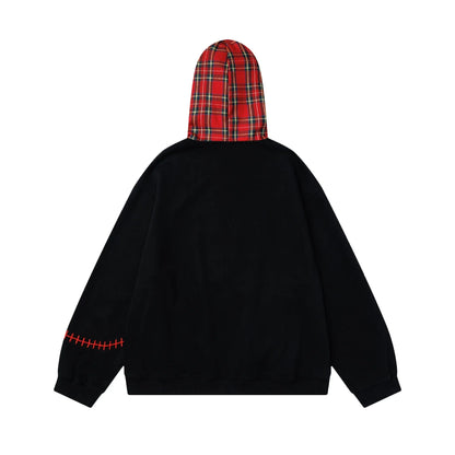 Y2K Insulated Zip Up Plaid Patchwork Sweatshirt