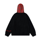 Y2K Insulated Zip Up Plaid Patchwork Sweatshirt