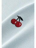 Cherry Embroidered Scalloped T-Shirt
