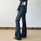 Studded Star Patchwork Denim Cargo Jeans
