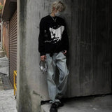 Gothic Streetwear Jacquard Long Sleeve Sweater