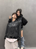 Y2K Streetwear Retro Graffiti Print Loose Hoodie