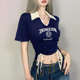 Women Slim Fit Letter Graphic Short Sleeve T-Shirt