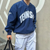 Sports Loose V-Neck Long-Sleeved T-Shirt