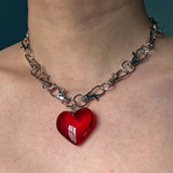 Grunge Heart Key Buckle Chain Necklace
