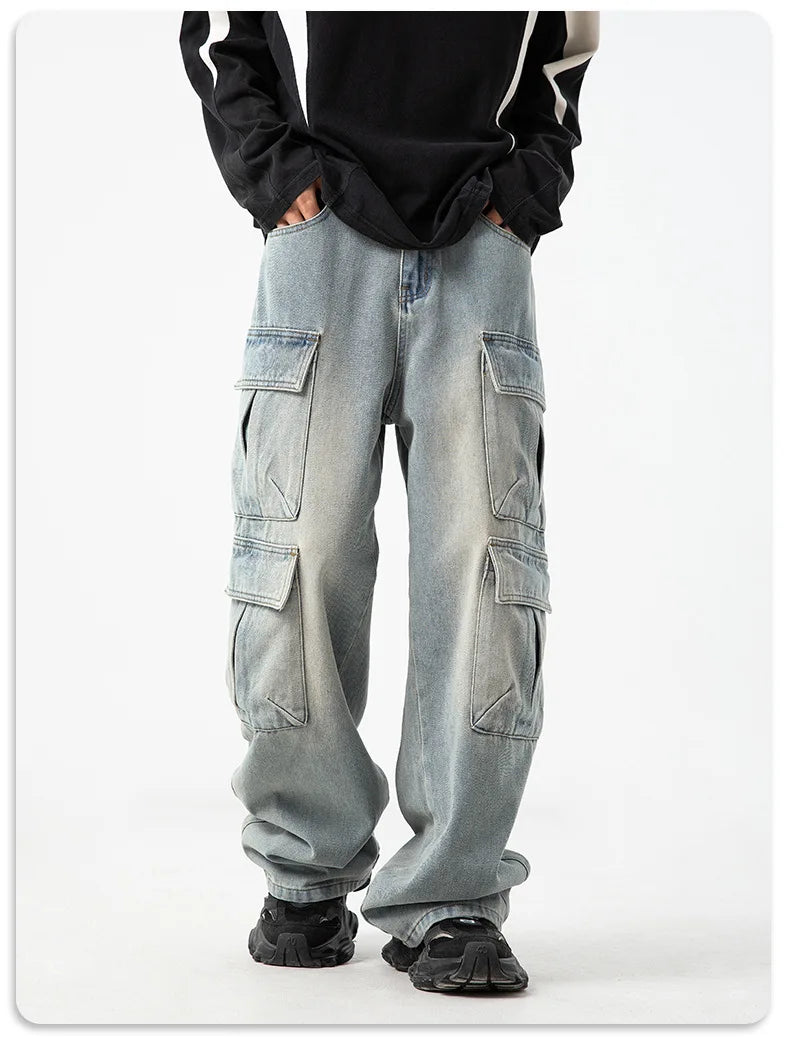 Black & Blue Workwear Denim Cargo Jeans